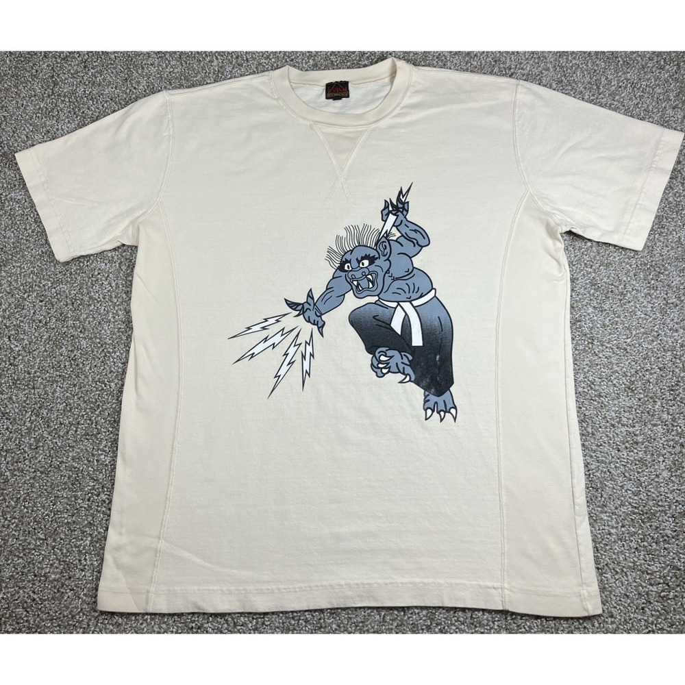 Evisu Ogre Lightning Monster Big Logo T-shirt Tee Cream Men's XL